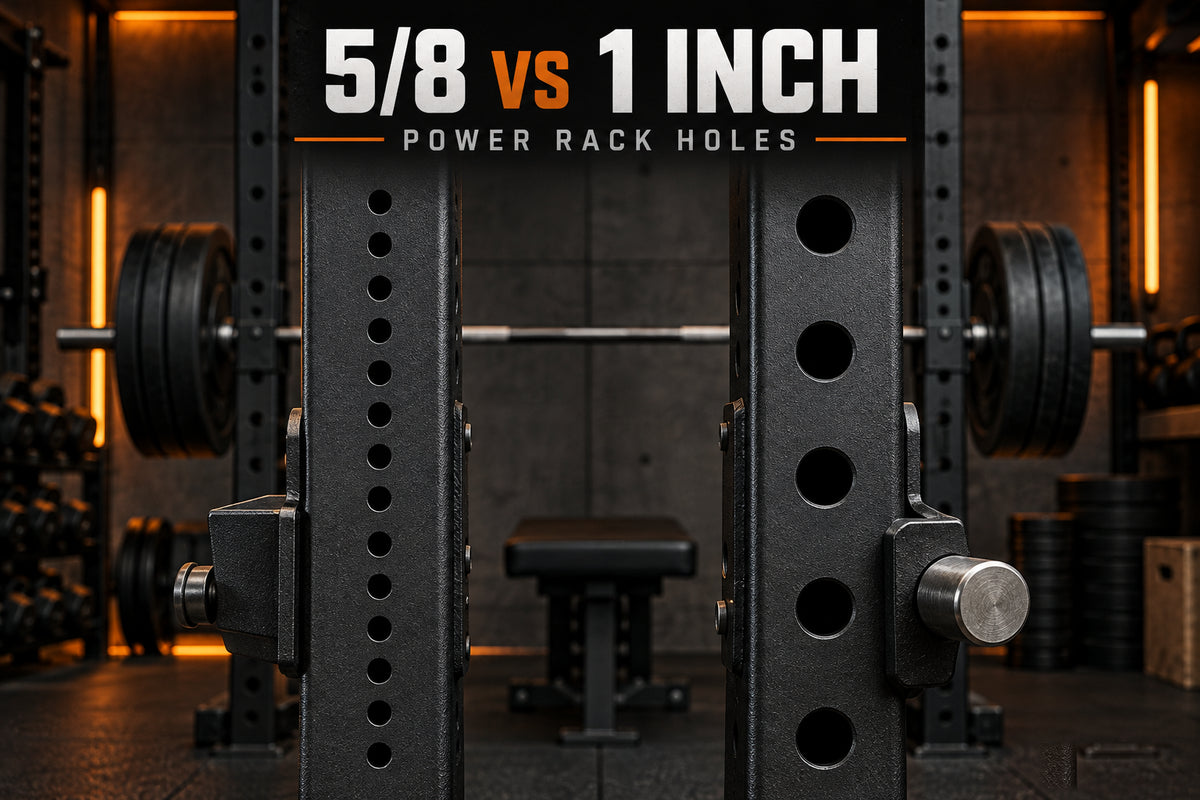 5/8-inch versus 1-inch power rack holes and hardware comparison