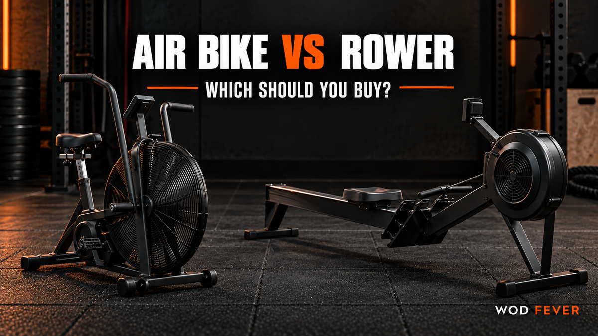 Air bike versus rowing machine in a garage gym