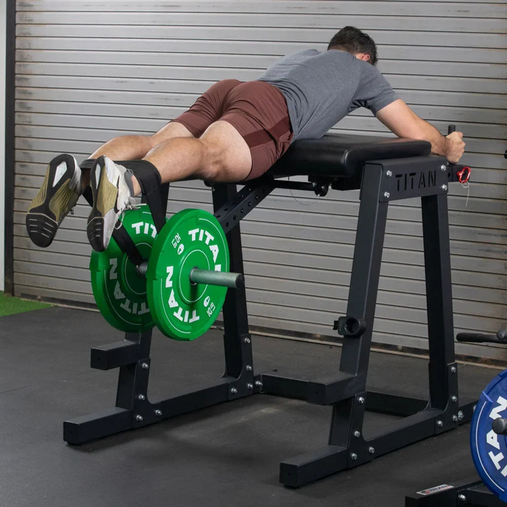 Actual Titan H-PND reverse hyper machine in use in a gym; manufacturer photograph