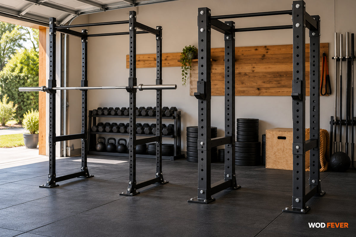 Garage-gym equipment illustration for Titan T-3 vs X-3: Exact Rack Fit, Attachments & Cost