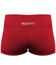 booty-shorts-2-inch-inseam-womens-crossfit-shorts-red-white-logo-back-by-rokfit