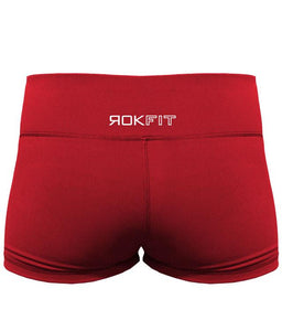 booty-shorts-2-inch-inseam-womens-crossfit-shorts-red-white-logo-back-by-rokfit