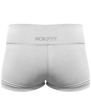 booty-shorts-2-inch-inseam-womens-crossfit-shorts-white-gray-logo-back-by-rokfit