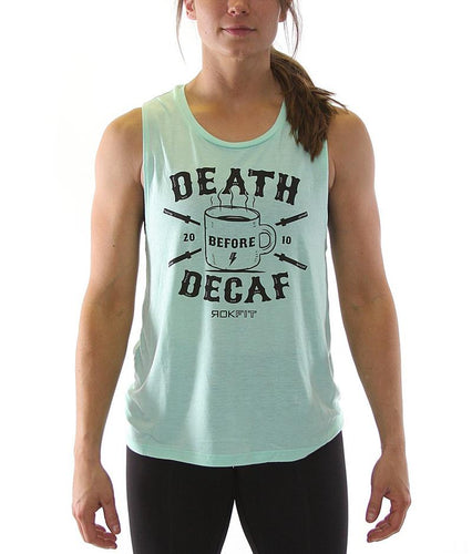 death-before-decaf-womens-crossfit-tank-top-mint-front-by-rokfit