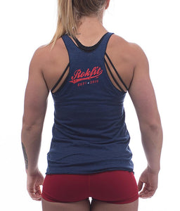 thigh-life-womens-crossfit-tank-tri-indigo-dye-red-and-white-lettering-back-by-rokfit
