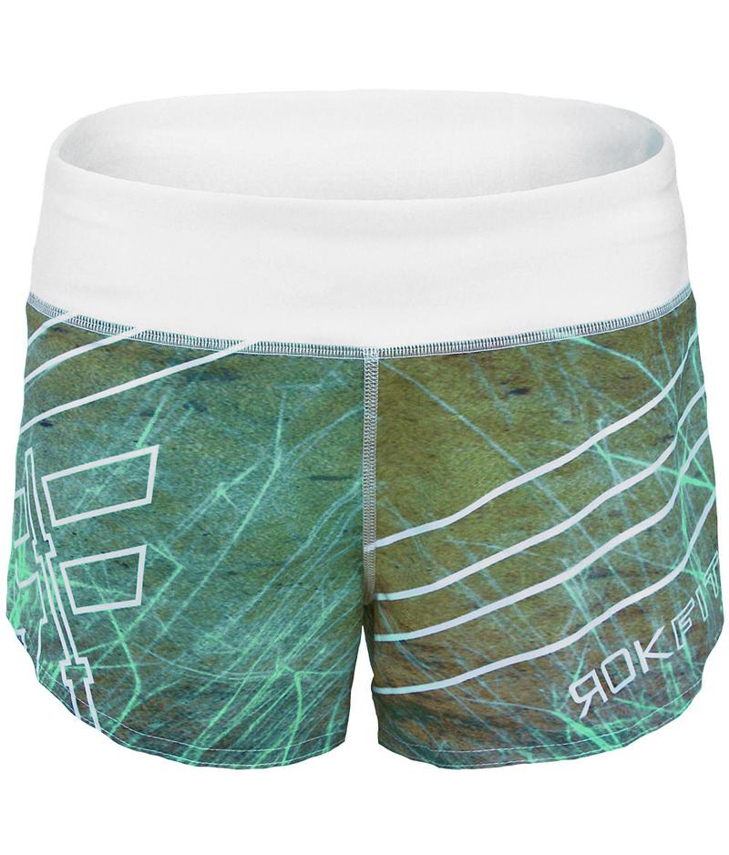 europa-performance-crossfit-booty-shorts-white-turquoise-blue-green-tan-marbled-design-front-by-rokfit