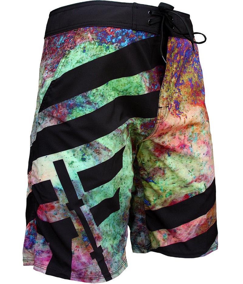 orion-mens-board-shorts-crossfit-shorts-teal-green-purple-pink-blue-hues-black-accents-and-trim-front-angled-by-rokfit